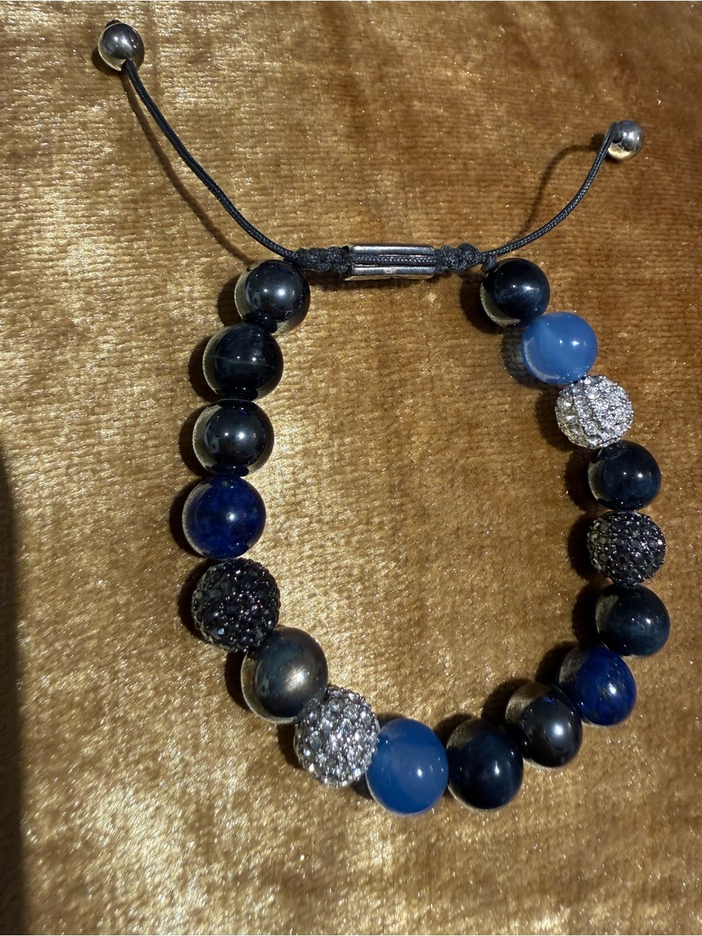 Blue Beaded Women's Bracelet with Sparkling Accents